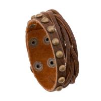 Lederband Armband, Leder, mit Zinklegierung, unisex & einstellbar & Multi-Strang, 210x22mm, verkauft per ca. 10.5 ZollInch Strang