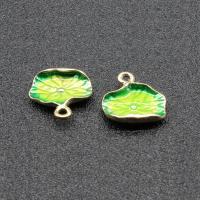 Pendants Sinc Alloy Leaf, plátáilte, Cloisonne aithrise & cruan, dathanna níos mó le haghaidh rogha, luaidhe & caidmiam saor in aisce, 15x13mm, Poll:Thart 1.5mm, 10ríomhairí pearsanta/Mála, Díolta De réir Mála