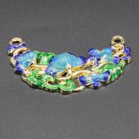 Cink ötvözet csatlakozó, arany színű aranyozott, utánzat Cloisonne & zománc & 1/1 hurok, több színt a választás, ólom és kadmium mentes, 42x27mm, Lyuk:Kb 1.5mm, 10PC-k/Bag, Által értékesített Bag