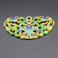 Ciondoli di smalto di lega di zinco, lega in zinco, placcato, imitazione Cloisonne, nessuno, assenza di piombo & cadmio, 53x30mm, Foro:Appross. 1.5mm, 10PC/borsa, Venduto da borsa