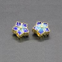 Imitation Cloisonne Zink Legierung Perlen, Zinklegierung, Blume, goldfarben plattiert, Emaille, frei von Blei & Kadmium, 10x7mm, Bohrung:ca. 1.5mm, 10PCs/Tasche, verkauft von Tasche