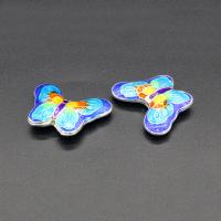 Perline di lega di zinco del Cloisonne imitazione, lega in zinco, Farfalla, placcato, imitazione Cloisonne & smalto, nessuno, assenza di piombo & cadmio, 22x17mm, Foro:Appross. 1.5mm, 10PC/borsa, Venduto da borsa