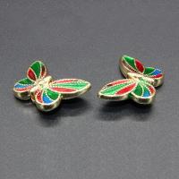 Grânulos de liga de zinco Cloisonne de imitação, Borboleta, banhado, imitação Cloisonne & esmalte, Mais cores pare escolha, Chumbo e cádmio livre, 21x14mm, Buraco:Aprox 1.5mm, 10PCs/Bag, vendido por Bag