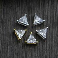 925 Sterling Sølv Stik, Triangle, forgyldt, flerhullet & med rhinestone, flere farver til valg, 6.30x4mm, Hole:Ca. 3.5mm, 10pc'er/Lot, Solgt af Lot