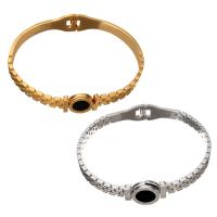 Roestvrij staal Bangle, met Hars, woord liefde, plated, met Romeinse cijfer & uniseks & hol, meer kleuren voor de keuze, 15x11mm, 6mm, Binnendiameter:Ca 58x48mm, Verkocht door PC