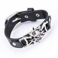 Unisex armbånd, PU, med Zinc Alloy, Skull, justerbar & emalje, 260x18mm, Solgt Per Ca. 10 inch Strand