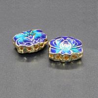 Perline di lega di zinco del Cloisonne imitazione, lega in zinco, placcato color oro, imitazione Cloisonne & multihole & smalto, nessuno, assenza di piombo & cadmio, 14x11mm, Foro:Appross. 1.5mm, 10PC/borsa, Venduto da borsa