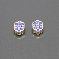 Imitation Cloisonne Zink Legierung Perlen, Zinklegierung, goldfarben plattiert, Emaille, blau, frei von Blei & Kadmium, 12x8mm, Bohrung:ca. 1.5mm, 10PCs/Tasche, verkauft von Tasche