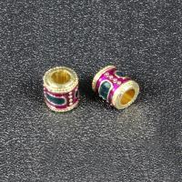 Perline di lega di zinco del Cloisonne imitazione, lega in zinco, Colonna, placcato color oro, imitazione Cloisonne & smalto, nessuno, assenza di piombo & cadmio, 8x8mm, Foro:Appross. 3.5mm, 10PC/borsa, Venduto da borsa