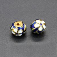 Jäljitelmä Cloisonne sinkin seos helmiä, Sinkkiseos, Drum, kullan väri kullattu, emali, lyijy ja sen kadmium vapaa, 11x10mm, Reikä:N. 1mm, 10PC/laukku, Myymät laukku