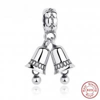 Ταϊλάνδη Sterling Silver European μενταγιόν, Καμπάνα, για τη γυναίκα & χωρίς troll, 8x25mm, Τρύπα:Περίπου 4.5-5mm, Sold Με PC