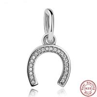 925 Sterling Silber European Anhänger, Pferdeknochen, für Frau & ohne troll & mit kubischem Zirkonia, 10x21mm, Bohrung:ca. 4.5-5mm, verkauft von PC