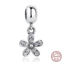 Thailand Sterling Silver European Pendant Flower micro pave cubic zirconia & for woman & without troll Approx 4.5-5mm Sold By PC