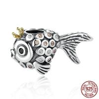 An Téalainn Sterling Silver European Bead, spásaire, rhinestone réiteodh micrea & do bhean & gan troll, 12x21x10mm, Poll:Thart 4.5-5mm, Díolta De réir PC