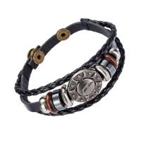 Unisex Bracelet Leather with PU Leather & Wood & Zinc Alloy adjustable & Sold Per Approx 8.5 Inch Strand