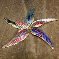 Μενταγιόν cloisonne, Wing Shape, 24K επίχρυσες, περισσότερα χρώματα για την επιλογή, 45x14mm, Τρύπα:Περίπου 1mm, 10PCs/τσάντα, Sold Με τσάντα