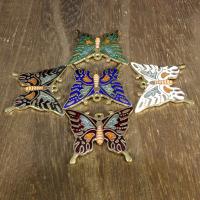 Cloisonne Vedhæng, Butterfly, 24K forgyldt, flere farver til valg, 30x27mm, Hole:Ca. 1mm, 10pc'er/Bag, Solgt af Bag