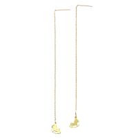 acier inoxydable boucles d'oreilles chaîne, cheval à bascule, Placage de couleur d'or, pour femme & poudre d'étoile, 115mm, 9x10x1.5mm, 1.5mm, 0.8mm, Vendu par paire