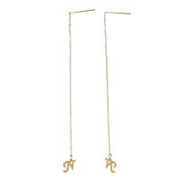 Roestvrij staal Draad door Oorbellen, Letter N, gold plated, voor vrouw & stardust, 108mm, 8x9x1.5mm, 1.5mm, 0.8mm, Verkocht door pair