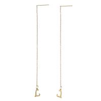 Roestvrij staal Draad door Oorbellen, Letter L, gold plated, voor vrouw & stardust, 108mm, 6.5x9x1.5mm, 0.8mm, Verkocht door pair