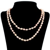 Collier en perles d'eau douce Pull, perle d'eau douce cultivée, pour femme & à fils multiples, rose, 7-8mm, Vendu par Environ 47 pouce brin