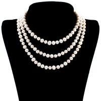 Collana di perle d'acqua dolce catena maglione, perla d'acquadolce coltivata naturalmente, with 5cm extender chain, Patata, per la donna & 3-filo, bianco, 5-6mm, Venduto per Appross. 46 pollice filo