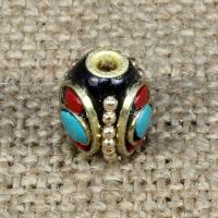 Indonesien Perlen, mit Synthetische Türkis & Messing, oval, 13x10mm, Bohrung:ca. 1-2mm, 10PCs/Tasche, verkauft von Tasche