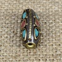 Indonezija perle, s Sintetička Tirkizna & Mesing, Oval, 19x10mm, Rupa:Približno 1-2mm, 10računala/Torba, Prodano By Torba