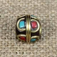 Indonesia Beads with Turquoise & Brass Round Approx 1-2mm Sold By Bag