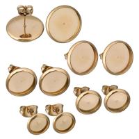 Roestvrij staal Earring bericht, Rond plat, rose goud plated, verschillende grootte voor keus, 100pC's/Lot, Verkocht door Lot