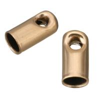 Tappi terminali in acciaio inox, placcato oro rosa, 5x10x5mm, Foro:Appross. 2mm, 4mm, 100PC/lotto, Venduto da lotto