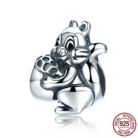 Thailand Sterling Silver European Kraal, Eekhoorn, zonder troll, 11x13mm, Gat:Ca 4.5-5mm, Verkocht door PC