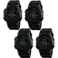 SKmei® Reloj para hombre, silicona, con dial de plástico & acero inoxidable, chapado, 50M impermeable & ajustable & LED, más colores para la opción, 53x46x14mm, 21mm, longitud aproximado 10.2 Inch, Vendido por UD