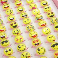 Zinc Alloy Ring Set Plastic Flat Round for children yellow 0c US Ring .5 Sold By Box