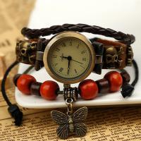 Unisex Wrist Watch Leather with PU Leather & Nylon Cord & Wood & Zinc Alloy adjustable &  170mm Length Approx 6.5 Inch Sold By PC