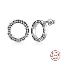 925 Sterling Silver Stud Earring, Donut, micro bana cubic zirconia & för kvinna, 11x11mm, Säljs av Par