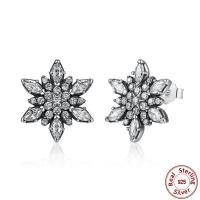 Thailand Sterling Silver Stud Earring, Snowflake, micro bana cubic zirconia & för kvinna, 15mm, Säljs av Par