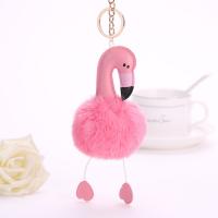 Fur Ball Pom Pom Keychain Rex Rabbit Fur Bird gold color plated nickel lead & cadmium free 80mm Sold By Lot