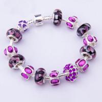 European Armband, Zinklegierung, mit Messingkette & Kristall & Lampwork, plattiert, unterschiedliche Länge der Wahl & unisex & Schlangekette & Emaille & facettierte & mit Strass, 8x12mm, verkauft von Strang