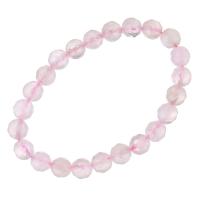 Rose Quartz Narukvica, prirodan, prirodni & za žene & faceted, roze, 8mm, Dužina Približno 7.5 inčni, 10pramenovi/Lot, Prodano By Lot