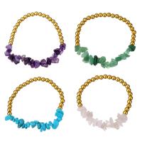 Gemstone Bracciali, acciaio inox, placcato color oro, materiali diversi per la scelta & Ball chain & per la donna, 3-10x5-10mm, 5mm, Venduto per Appross. 8 pollice filo