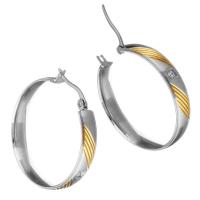 Mens Stainless Steel Hoop Korvakorut, Ruostumaton teräs, päällystetty, naiselle & tekojalokivi, 6x36mm, Myymät Pair