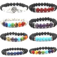 Unisex Bracelet, pierre gemme, Rond, Placage, unisexe & styles différents pour le choix, 8mm, Vendu par Environ 7.5 pouce brin