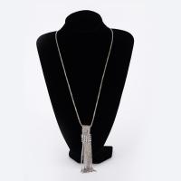 Colar de cadeia de liga de zinco Sweater, with 5cm extender chain, cromado de cor platina, Cadeia de lanterna & para mulher & com strass, Chumbo e cádmio livre, 120mm, vendido para Aprox 32 inchaltura Strand