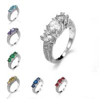 Cubic Zircon Messing fingerring, platineret, Unisex & forskellig størrelse for valg & med cubic zirconia, flere farver til valg, nikkel, bly & cadmium fri, Solgt af PC