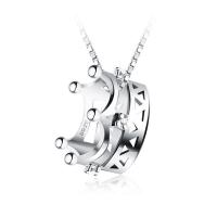 Sterling zilver hanger met micro-paved kubieke zirconia's, 925 Sterling Zilver, Kroon, plated, micro pave zirconia & voor vrouw, meer kleuren voor de keuze, 7x13mm, Gat:Ca 1-3mm, Verkocht door PC