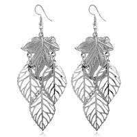 Ijzer Drop Earring, ijzer oorbel haak, Blad, plated, voor vrouw, meer kleuren voor de keuze, lood en cadmium vrij, 75x40mm, Verkocht door pair