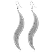 Ijzer Drop Earring, ijzer oorbel haak, plated, voor vrouw & frosted, meer kleuren voor de keuze, lood en cadmium vrij, 85x20mm, Verkocht door pair