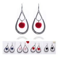 Iron Drop Earring with Plush iron earring hook platinum color plated for woman lead & cadmium free Sold By Pair