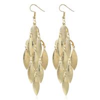 Jern Drop Earring, jern ørering krog, Leaf, forgyldt, for kvinde & frosted, flere farver til valg, bly & cadmium fri, 85x30mm, Solgt af par